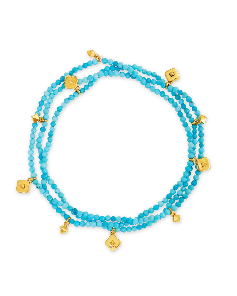 Britt Vintage Gold Convertible Stretch Necklace in Variegated Turquoise Magnesite image number 2